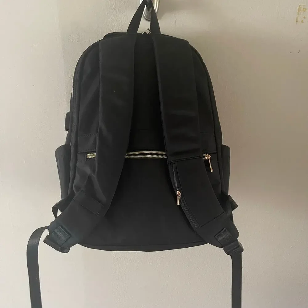 Modoker Black Quilted Womens Laptop Backpack 15.6 Inch USB Charging Bag Flaw